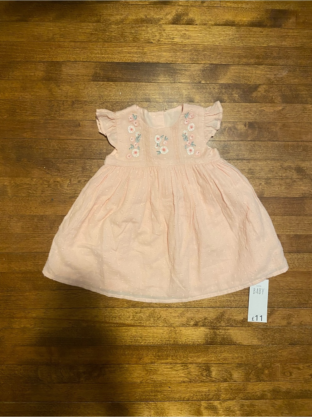 2/$10 Bundle - Baby Pink Embroidered Flutter Sleeve Dress